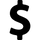Black dollar sign symbol on a white background